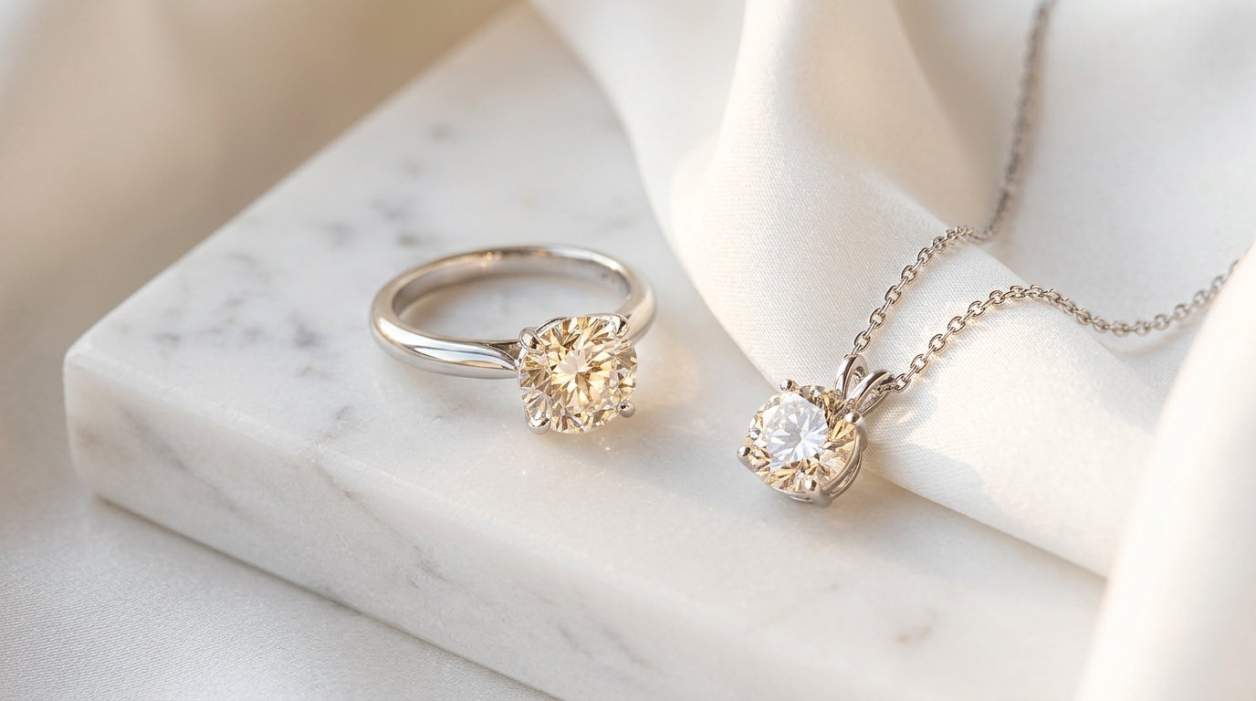 Diamond Solitaire Ring and Pendant